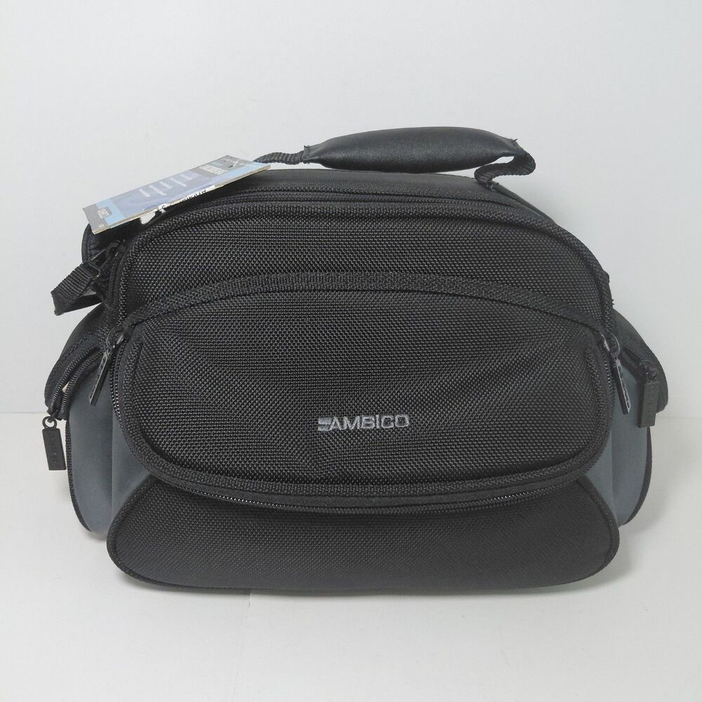 Ambico Black Nylon Camera/Camcorder Carry Case Shoulder Strap Padded Adjust NEW